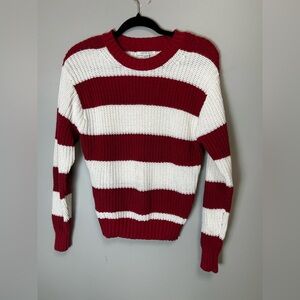 American Eagle chunky striped red and ivory XS round neck sweater